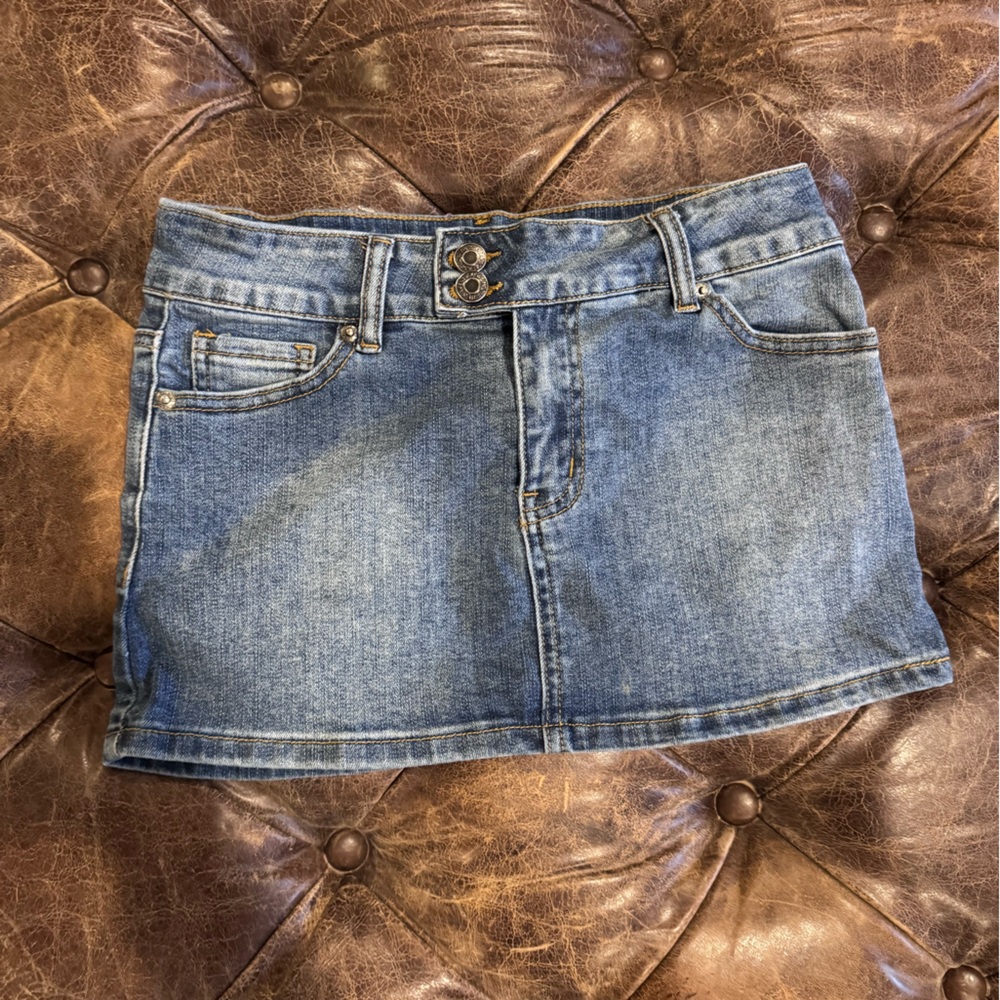 Edikted Blue Denim Mini Skirt